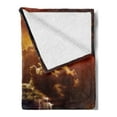 thumbnail image 2 of Nature Soft Flannel Fleece Throw Blanket, Thunderstorm Themed Rays over the Ocean Waves Wild Forces in the Air Print, Cozy Plush for Indoor and Outdoor Use, 60" x 80", Orange and Blue, by Ambesonne, 2 of 5