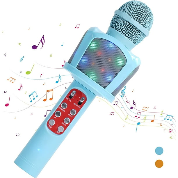 Bluetooth 4 en 2 Karaoké Microphone sans fil avec lumières LED, Microphone  portable pour enfants, filles