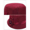 thumbnail image 7 of ruhuadgb Elegant Solid Color Women Floral Ribbon Linen Bowler Sun Hat Fedoras Bucket Cap, 7 of 7