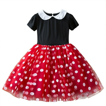 

Toddler Kids Baby Girls Polka Dots Tulle Spliced Ballet Dress Birthday Party Princess Tutu Dress For 3-4 Years