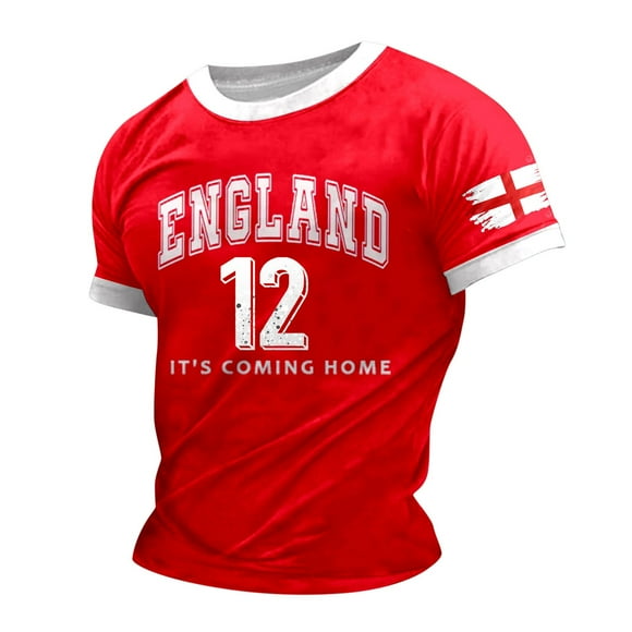 LUOGENLI Male T-shirts for Mens Male T Shirt Print England Theme T Shirt Casual Crewneck T Shirt Short Sleeve T Shirt T-shirts for Men Graphic Tee Easter Red L
