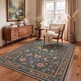thumbnail image 2 of GENIMO 5'x7' Area Rug for Living Room, Machine Washable Non Slip Low Pile Rug for Bedroom Dining Room, Soft Modern Art, JADE BLOOM, 2 of 5