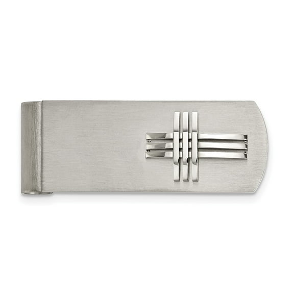 FB Jewels Stainless Steel Brushed/Polished Cross Money Clip