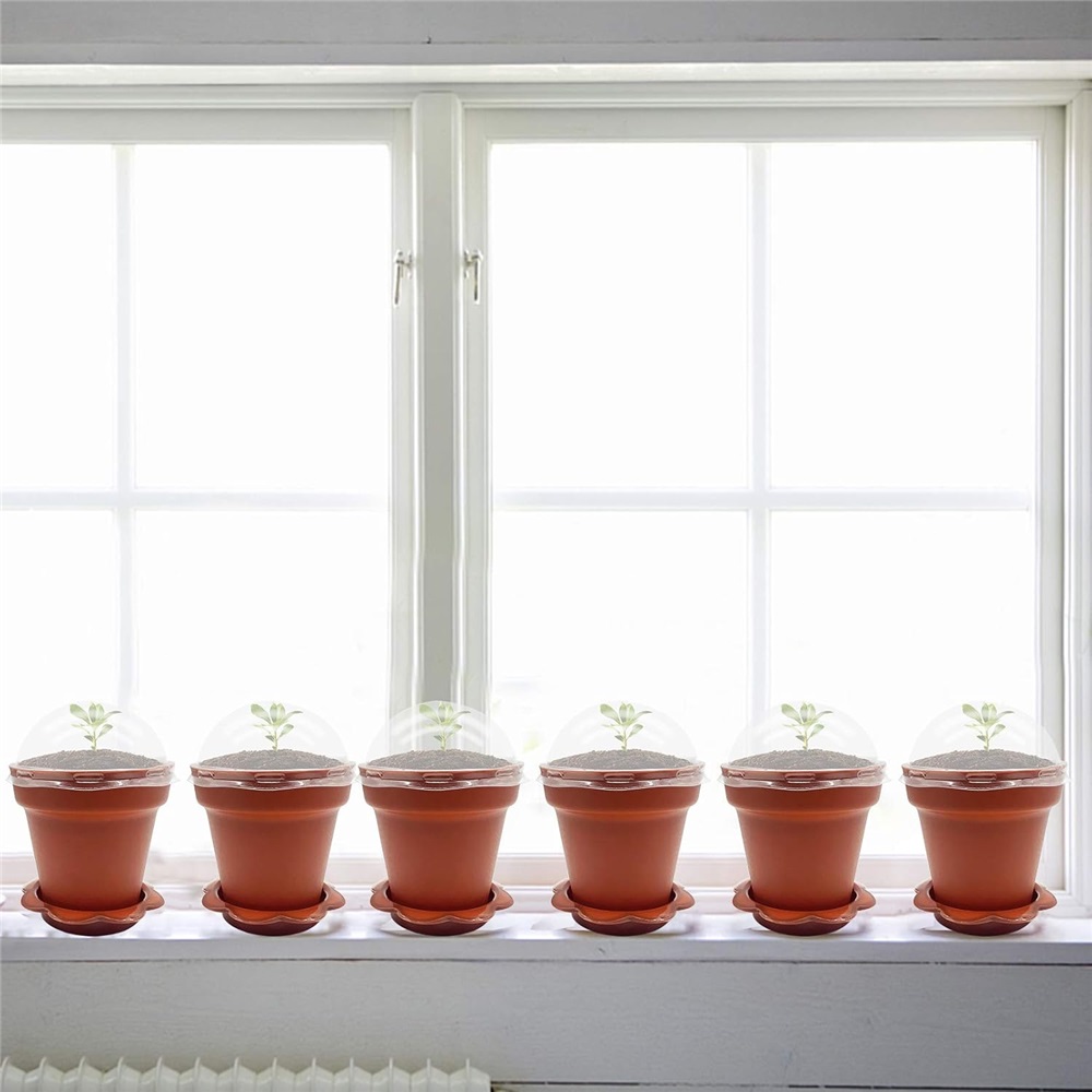 Ebaokuup 30 Pack Cupcake Plant Nursery Pots with Humidity Dome- Small Plastic Flower Pots with Saucers and Shovel for Indoor Outdoor Seedling Succulent Vegetable,30 Packs