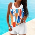 thumbnail image 2 of Tnhcen Women's Basic Printed Two - Piece Swimsuit Set, Vintage Striped Tankini Top + Shorts, Nylon Spandex, Size S - 2XL, High Waist Swimwear, 2 of 5