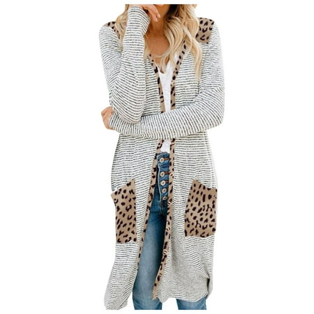 

KI-8jcuD Women Stripe Leopard Patchwork Button Pocket Long Cardigan Home Holiday Coat Jacket Women Full Zip Women Sweater Maternity Anorak G3 Jacket Zip Up Soft Jacket Women Plus Size Women s Fleece