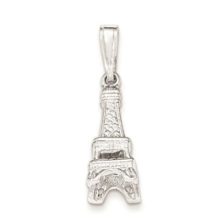 925 Sterling Silver Polished Eiffel Tower 3-D Textured Open-bottom Charm Pendant