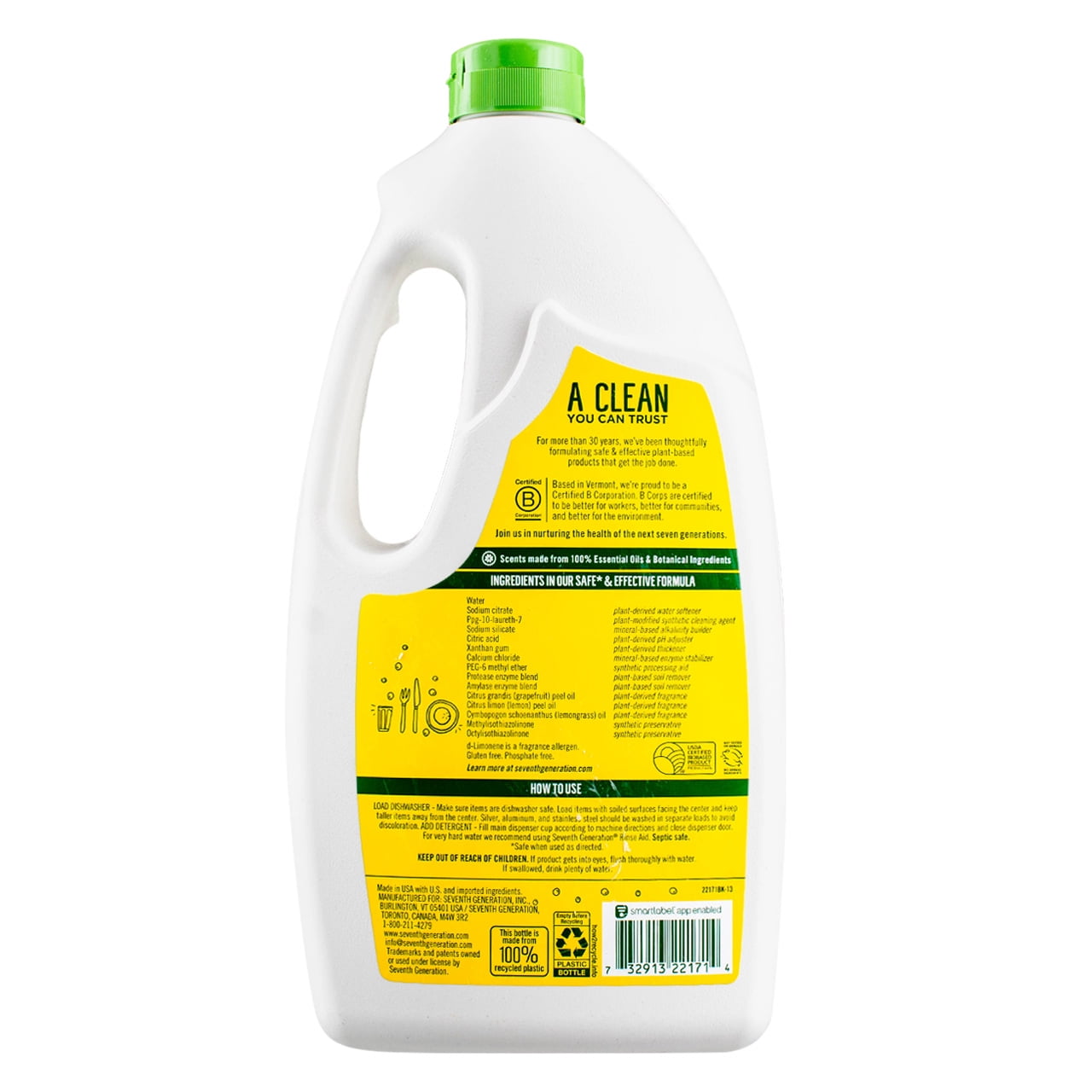 Seventh Generation Powerful Clean Dishwasher Detergent Gel, Lemon, 42 oz (2 pack)