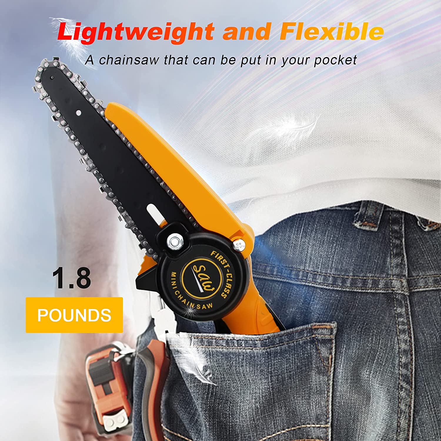 Mini Chainsaw - 6 Inch Electric Chainsaw with 2 Battery,Cordless Chainsaw with Safety Lock , Mini Chainsaw Cordless for Branch Wood Cutting, Garden Pruning, Tree Trimming(2 Battery 2 Chain )