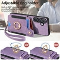 thumbnail image 4 of Asuwish Phone Case for Samsung Galaxy S25 Plus S25+ 5G Wallet Cell Cover with Tempered Glass Screen Protector Slim Lanyard Wrist Strap RFID Ring Stand Credit Card Holder Slot S25Plus 25S 25+ Purple, 4 of 10