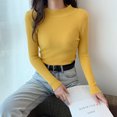 thumbnail image 1 of Pull pour Femmes Automne et Hiver Manches Longues Col Mi-Haut style Coréen slim, 1 of 5