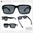thumbnail image 2 of Hipster Gentleman Rectangular Mens Retro Vintage Vibe Plastic Sunglasses All Black, 2 of 8