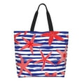thumbnail image 2 of Bingfone Canvas Tote Bag For Women With Inner Pocket Aesthetic Cute Shopping Tote Bags Reusable Grocery Bags-Sea Stars, 2 of 9