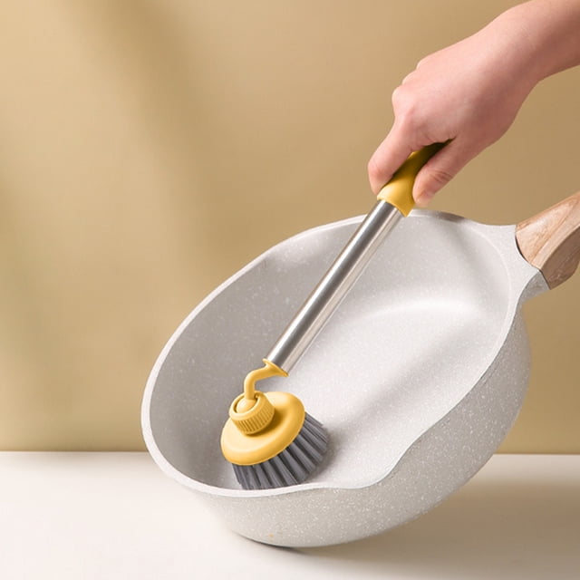 Cepillo para Ollas con Mango Largo | Cepillo Grande de Plástico con Cabezal Giratorio de 360° | Suave con Los Utensilios de Cocina | Cerdas Rígidas y Duraderas | Fregador Multiusos para Cocina, Baño