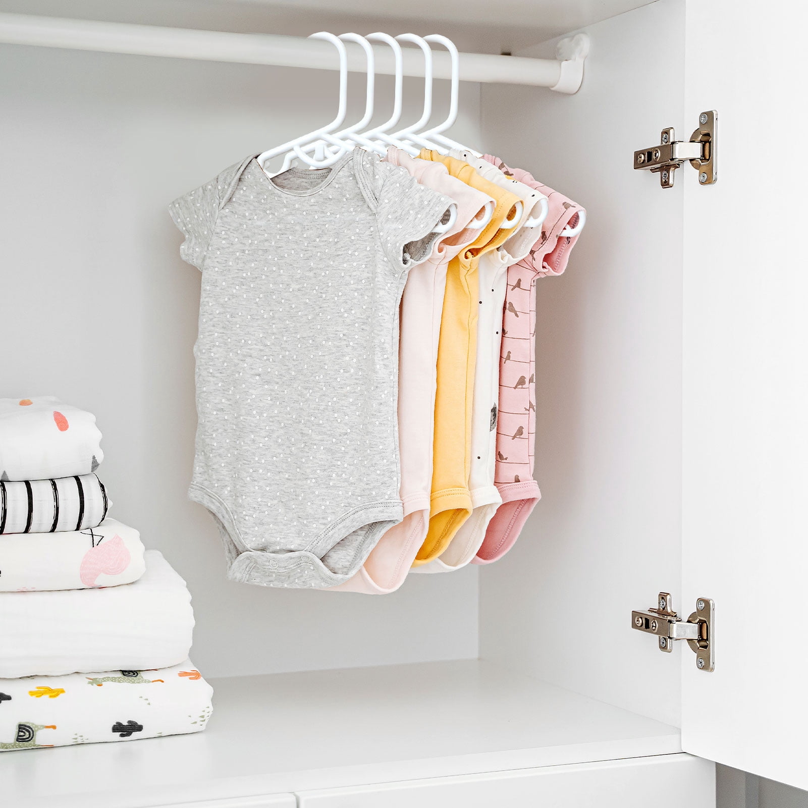 Allhall 100 Pcs Baby Hangers, Kids Hangers for Clothes Closet, Spacing Saving Plastic Toddler Hanger for Children Infant Nursery Child Hanger, Ideal for Boys and Girls Closets, Pants, Coats