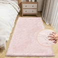 thumbnail image 2 of iLieber Faux Rabbit Soft Fluffy Fur 2x6 Pink Area Rug,Washable Rugs Bedside Rug Plush Rug Nursery Rug for Living Room Bedroom Teen Room, 2 of 6