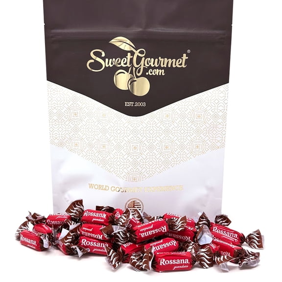 SweetGourmet Rossana Chocolate-Hazelnut Filled Italian Premium Hard Candy Bulk, 1 Pound