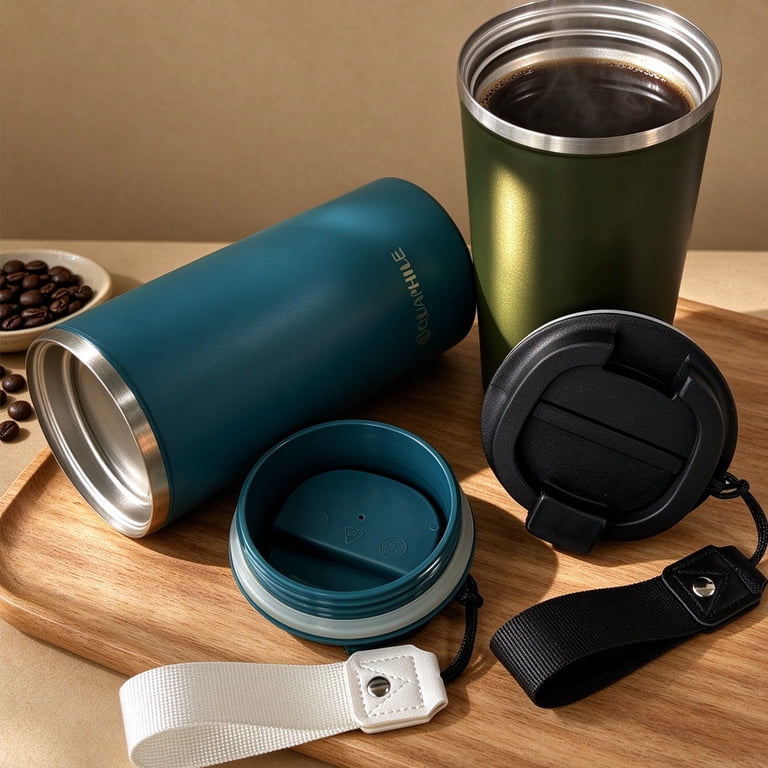 Aquaphile 17 oz Insulated Travel Coffee Mug with Strap, Blue photo 8