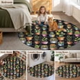 thumbnail image 5 of Tropical Cactus Round Area Rug 3.3Ft Washable Circle Rugs for Dining Room Table, Spring Summer Potted Plants Black Plaid Non-Slip Carpet Floor Mats Indoor Outdoor Carpet Runner Aesthetic Home Decor, 5 of 8
