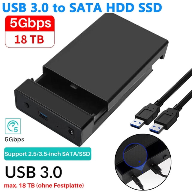Carcasa para disco duro externo USB 3.0 para SSD HDD SATA3 de 2,5 y 3,5 pulgadas