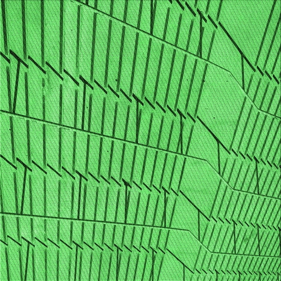 Ahgly Company Indoor Square Patterned Neon Green Area Rugs, 7' Square