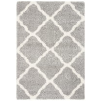 SAFAVIEH Fontana Venice Geometric Shag Area Rug, Grey/Cream, 6'7" x 9'