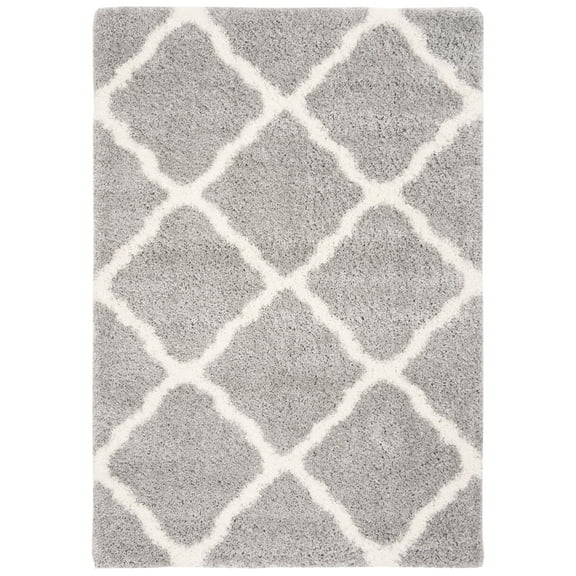 SAFAVIEH Fontana Venice Geometric Shag Area Rug, Grey/Cream, 6'7" x 9'