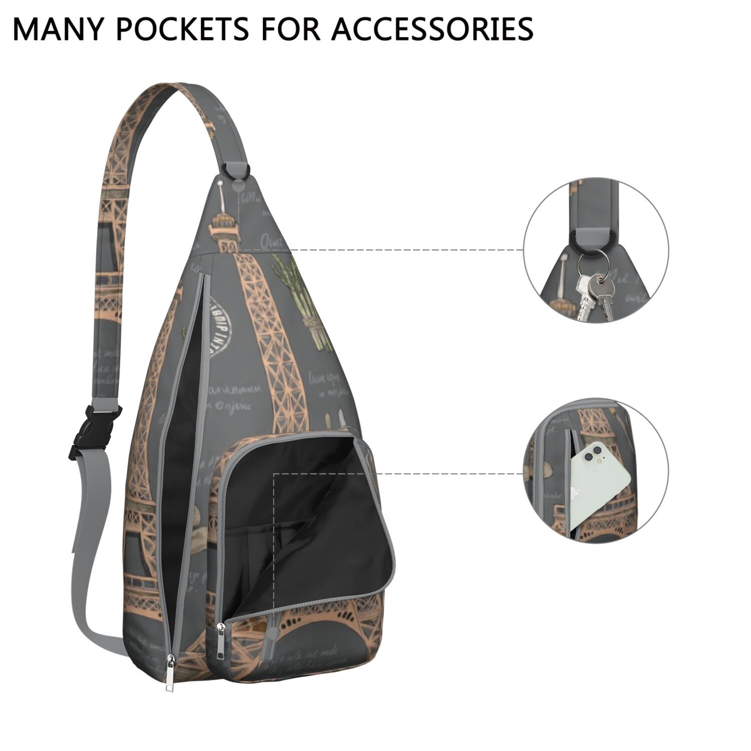 Tower Sling Bag Crossbody Backpack,Crossbody Sling Bag Adjustable Casual Shoulder Backpack for Travel Outdoor Activities