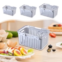 RFUGUG Refrigerator Storage Containers with Lids - Stackable Fridge Organizers for Produce, Space-Efficient Design, Freshness Tracker & Drain Holes, Flame-Retardant Gray Plastic