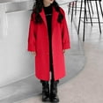 thumbnail image 2 of IVEYRTF Childrens Solid Color Button Long Sleeve Coat Mid Long Length Open Front Jacket Winter Warm Outerwear Casual Pocket Coat for Kids Boys and Girls(Red,12 Years), 2 of 6