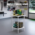 thumbnail image 4 of VEVOR Stainless Steel Prep Table,24 x 24 x 34 Inch,700 lbs Load Capacity, Heavy Duty Metal Worktable with 3 Adjustable Height Levels,Commercial Workstation for Kitchen Garage Restaurant Backyard, 4 of 9