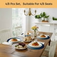 thumbnail image 6 of Navy Blue Ombre Round 13 Inch Placemats Set of 4, Contemporary Gradient Abstract Art HeatResistant Non Slip Place Mats for Dining Table, Wipeable Braided Kitchen Table Mats for Housewarming, 6 of 9