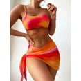 thumbnail image 2 of 2025 New Women Tie Dyed Split Bikini Sexy Hip Lifting Mesh Gradient Beach Three Piece Set Cross Swimwear Girl, 2 of 7