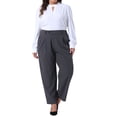 thumbnail image 2 of Conjuntos de trabajo de oficina para mujeres de tallas grandes Agnes Orinda, pantalones de negocios casuales de cintura alta y rectos con bolsillo 3X en gris, 2 of 6