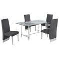 thumbnail image 1 of 5pc. 68" x 40" Glass Dinette Set with 4 Chairs and Silver Stainless Steel, 1 of 4