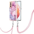 thumbnail image 2 of Mantto for Samsung Galaxy S21 Plus Case, with Lanyard Adjustable Strap, Marble Pattern Soft TPU Bumper Hard PC Back Shockproof Protective Glossy Stylish Durable Phone Case for Women Girls,Pink, 2 of 7