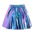 thumbnail image 2 of TiaoBug Kids Girls Sparkle Metallic Skirt Flared Pleated A-Line Mini Skater Ballet Jazz Dance Skirt Blue 9-10, 2 of 7