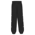 thumbnail image 2 of ranrann Kids Boys Tear Away Basketball Pants Fashion Sweatpants Side Split Press Button Sports Pants Black-A 170, 2 of 6