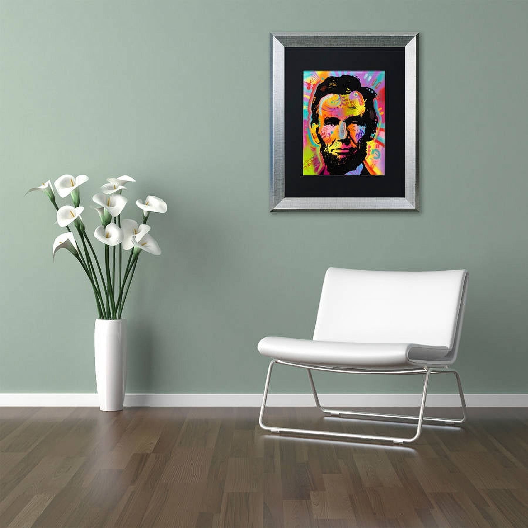 Trademark Fine Art "Abraham Lincoln IV" Canvas Art by Dean Russo, Black Matte, Silver Frame