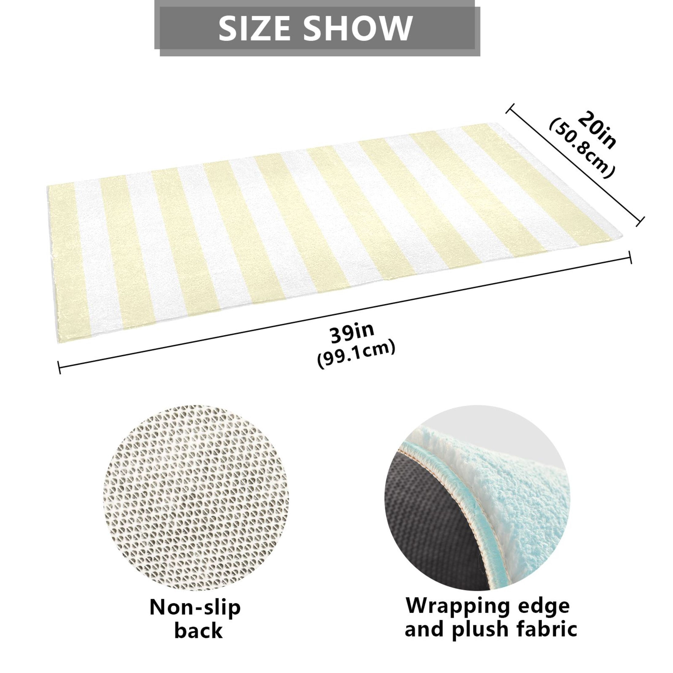 Dailycode Light Yellow and White Stripes Bathroom Rugs Non Slip Absorbent Soft Plush Quick Dry Bath Mat, 39"x20"