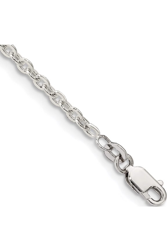 Sterling Silver 2.75mm Flat Link Cable Chain (7 X 2.75) Made In India qfc197-7