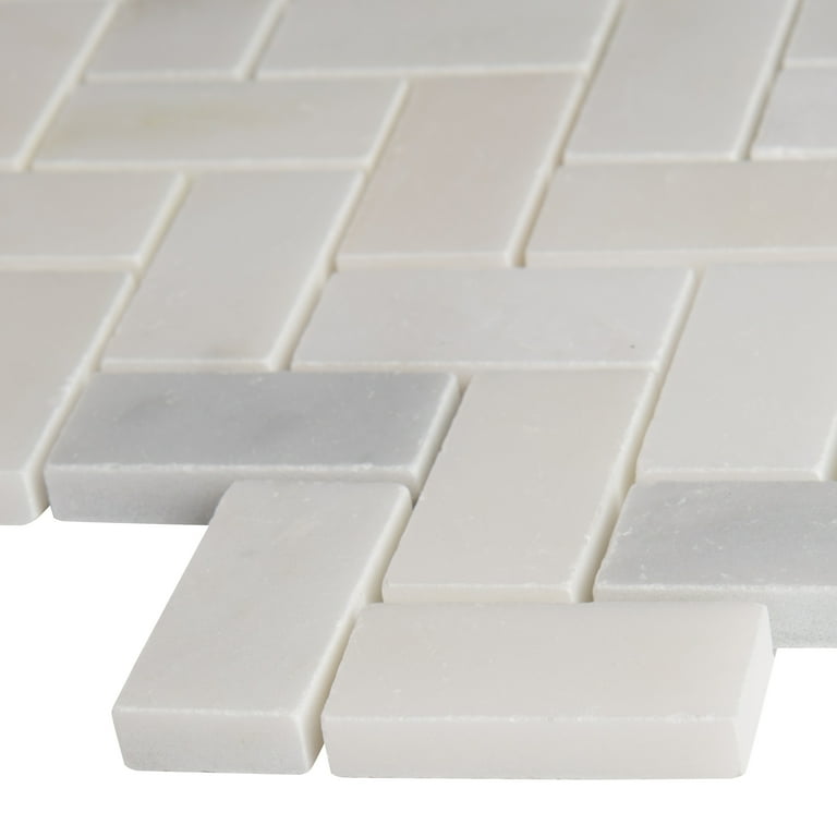 Greecian White Herringbone Pattern 12 in. x 12 in. x 10 mm Polished Marble Mesh-Mounted Mosaic Tile (10 sq. ft./case) Greecian White Herringbone Pattern 12 in. x 12 in. x 10 mm Polished Marble Mesh-Mounted Mosaic Tile (10 sq. ft./case)
