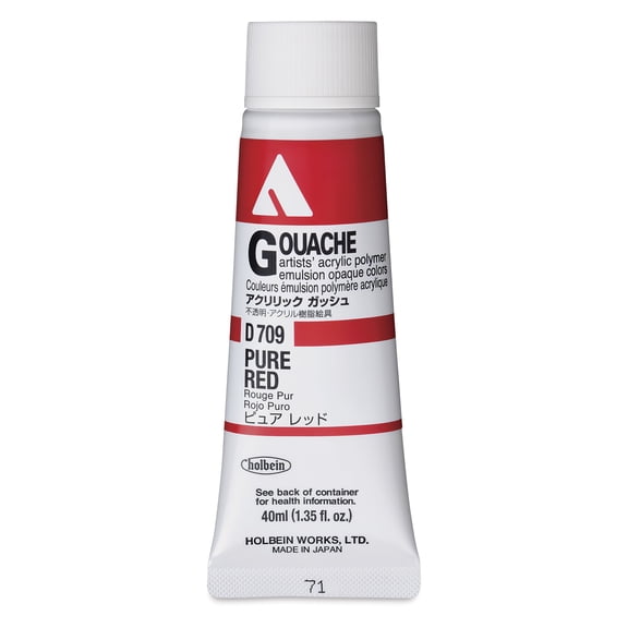 Holbein Acrylic Gouache – Pure Red, 40 ml tube