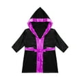thumbnail image 3 of RUNQHUI Enfants Garçons Robe de Boxe Mignonne Cape Boxeur à Capuche Satin Longue Chandail à Capuchon Boxeur Noir&Rose Vif 6, 3 of 5
