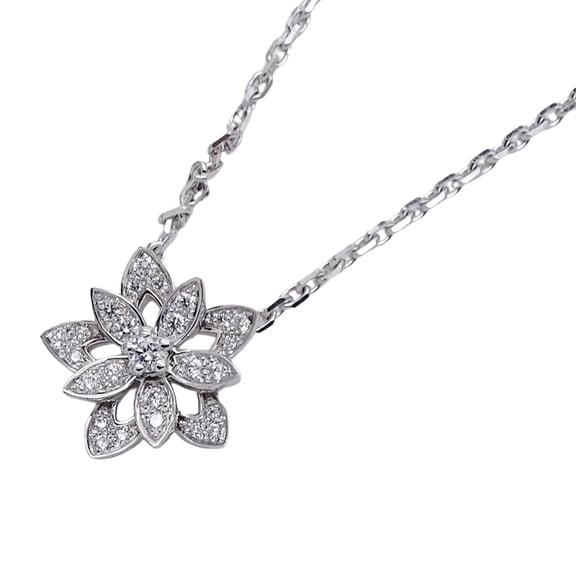 Pre-Owned Van Cleef & Arpels women's necklace, brand name, 750WG diamond lotus mini white gold...