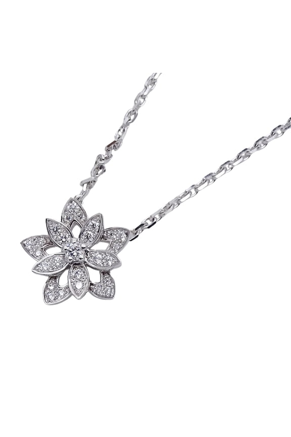 Pre-Owned Van Cleef & Arpels women's necklace, brand name, 750WG diamond lotus mini white gold...