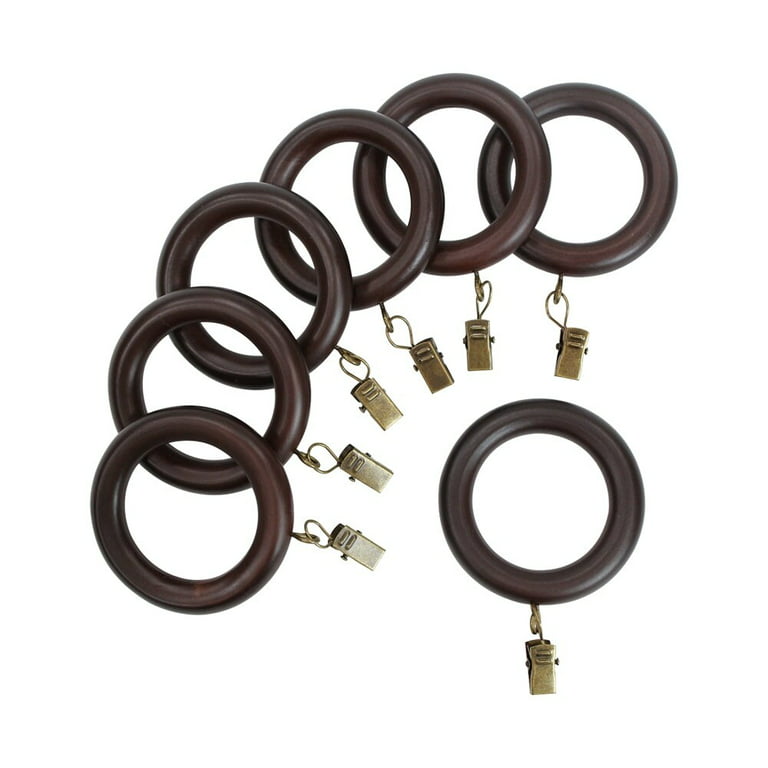 Mix & Match Wood Curtain Rings (7-Pack) Heritage Oak 