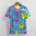 thumbnail image 3 of Flamingo Pattern Women's Short Sleeve Tops Casual Blouses T Shirt, 3 of 6