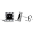 thumbnail image 2 of 9ct White Gold Jewelco London Black and White CZ Square Stud Earrings, 2 of 4