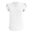 thumbnail image 6 of RMGVDSD T-Shirts for Women Women's V Neck T Shirt With Chiffon Pompom Casual Summer Top Loose Fit Tee Shirts, 6 of 6